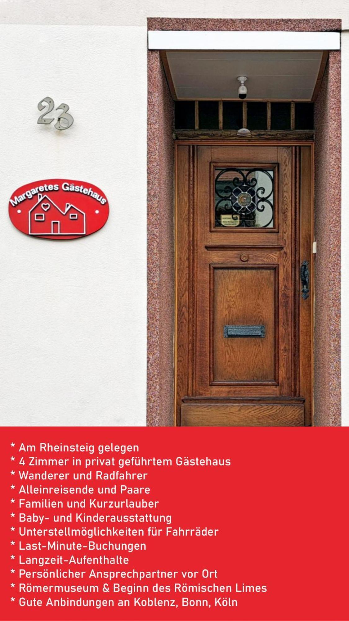 Margaretes Gaestehaus Am Rheinsteig Wanderer Radfahrer Familien Business-Reisende Wlan Gratis 라인브로우 외부 사진